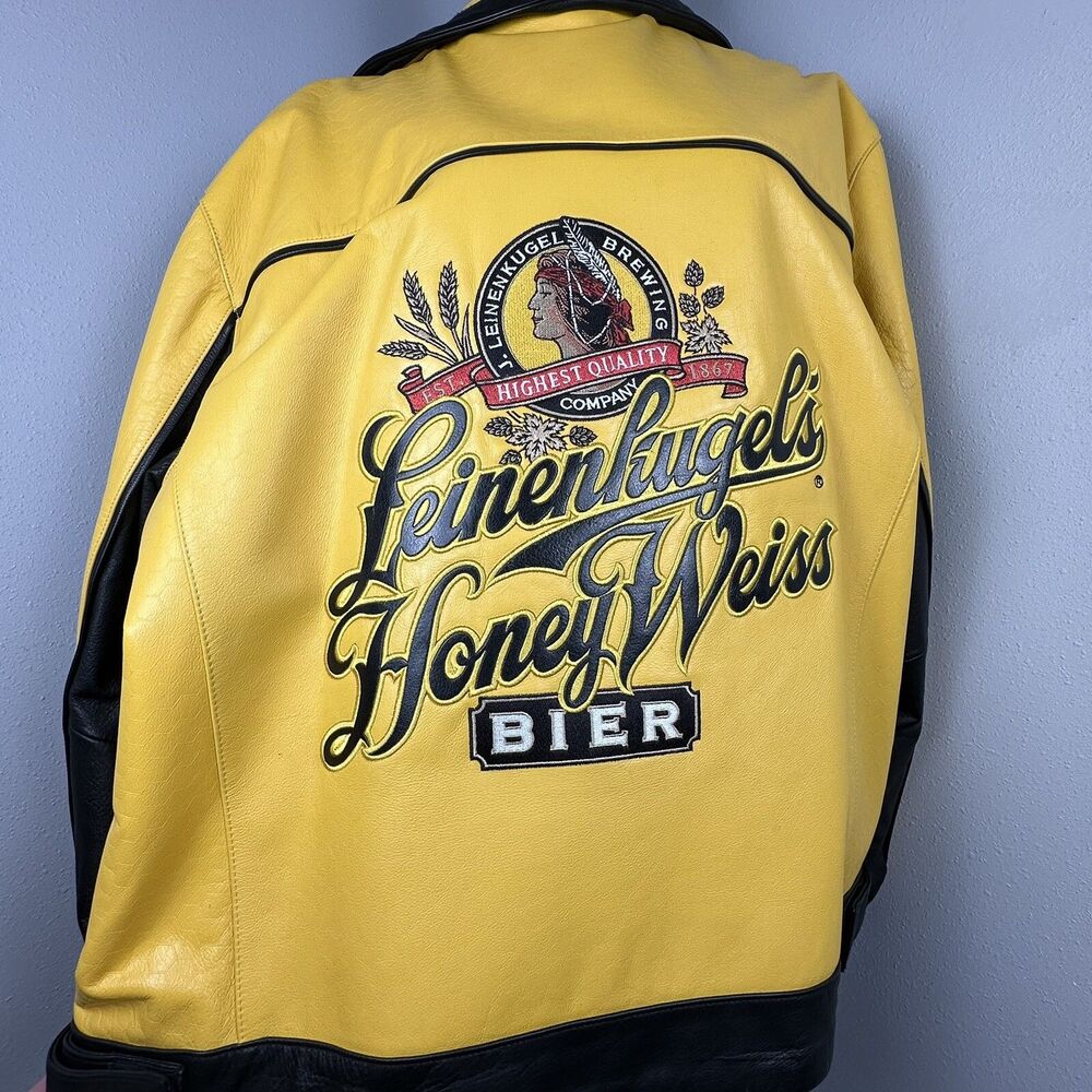 NWT Leinenkugels Brewery Leather Honey Weiss Mens 2XL Jacket Coat Chippewa Falls